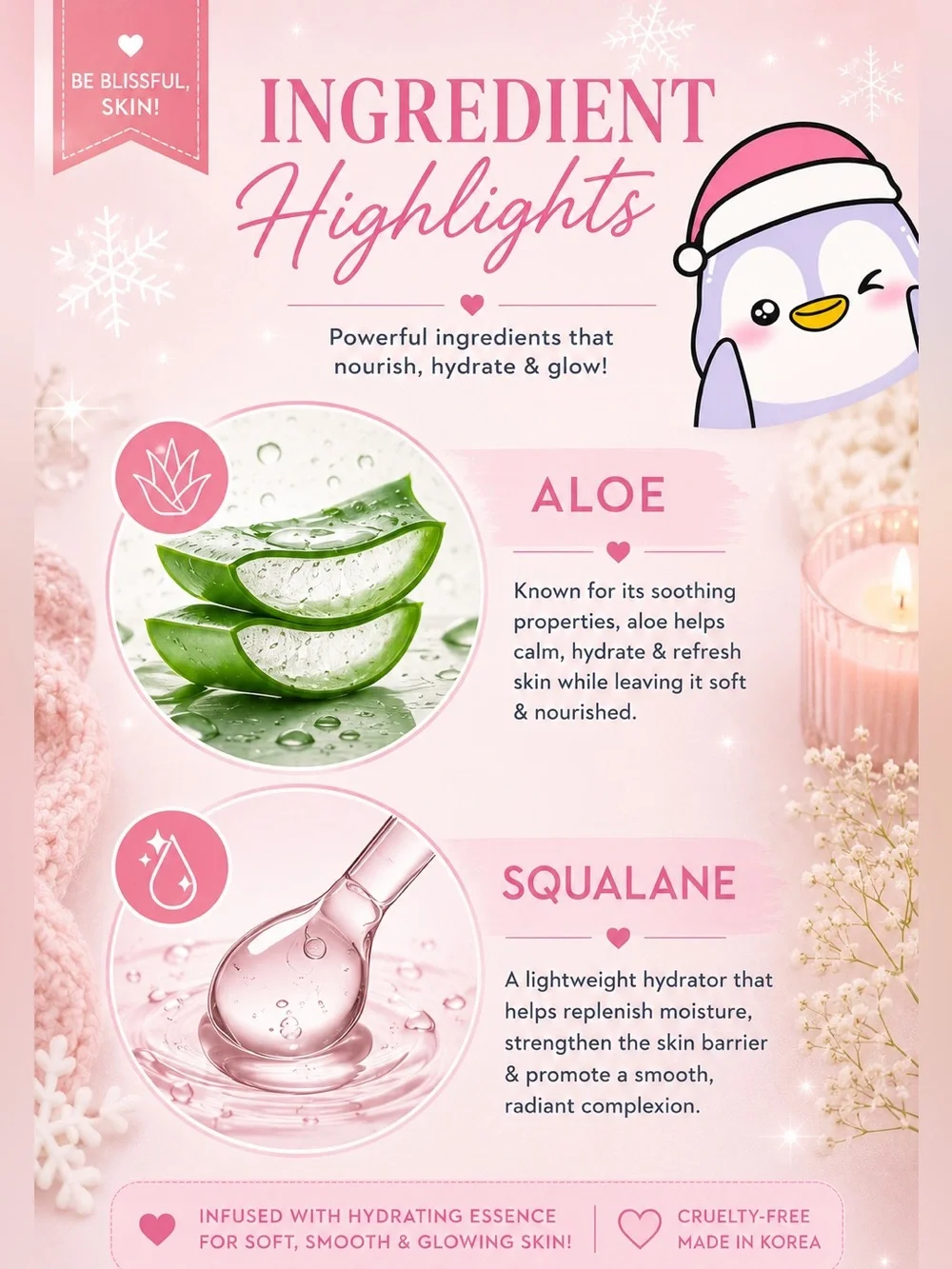 The Crème Shop Be Blissful, Skin! Penguin Sheet Mask | Aloe + Squalane